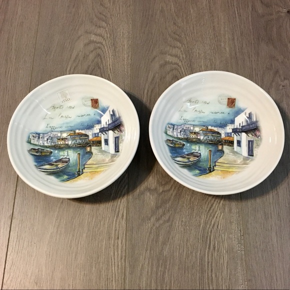 New Set 2 Ceramica Cuoro 9” Bowls Italian Scene - Picture 1 of 11